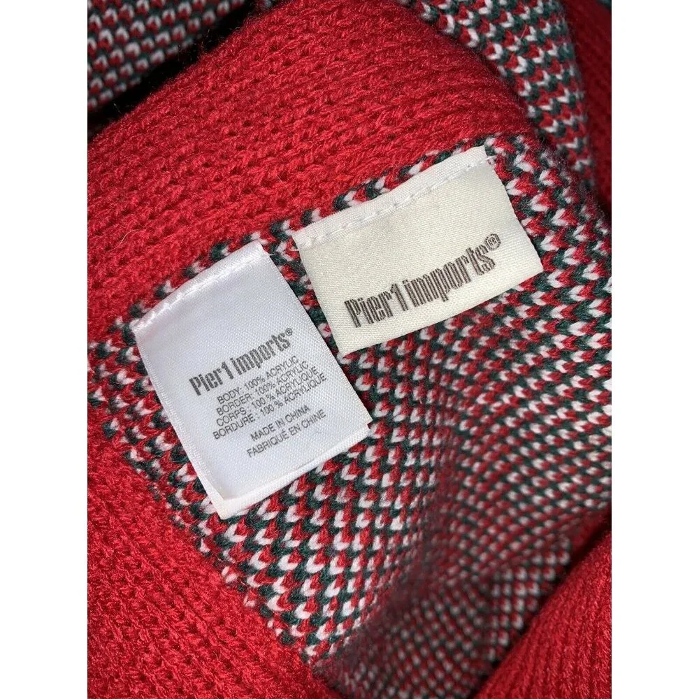 Pier 1 Green and Red Plaid Knit Christmas Tree Skirt 50